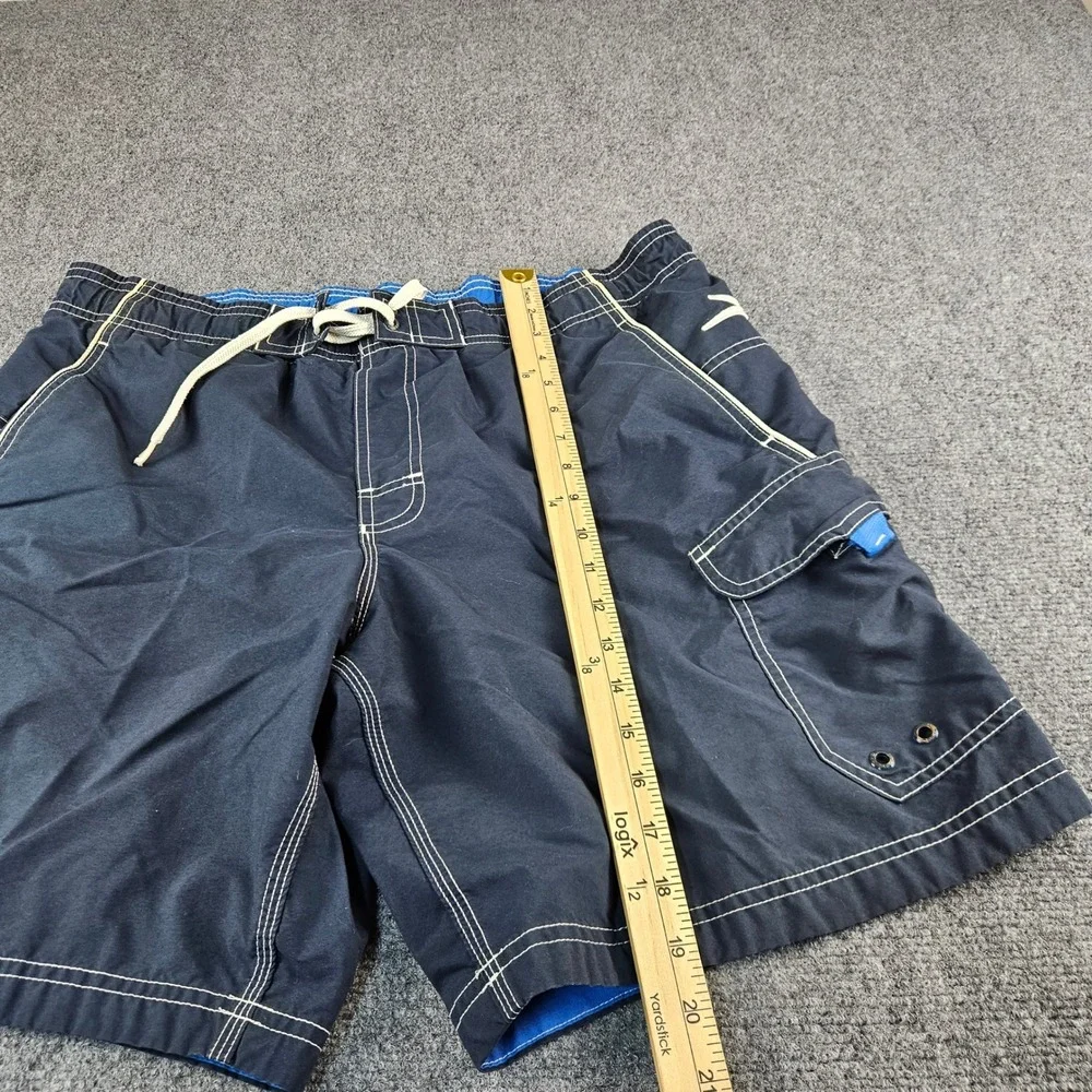Speedo Mens Navy Blue Board Shorts Swim Trunks Cargo Pocket Mesh Lined 32 Waist